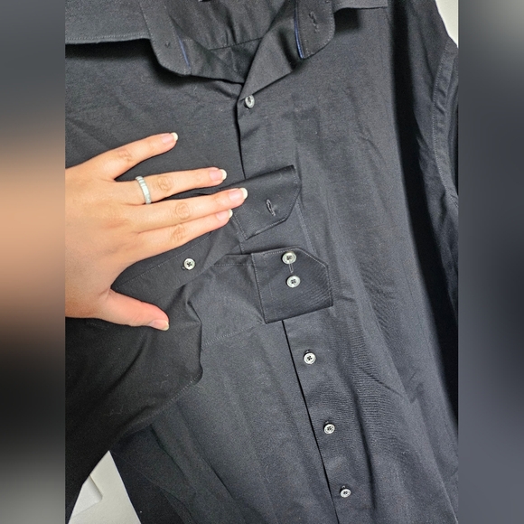 Men's Solid Black Bugatachi XXL Button-down Shirt - Picture 7 of 10